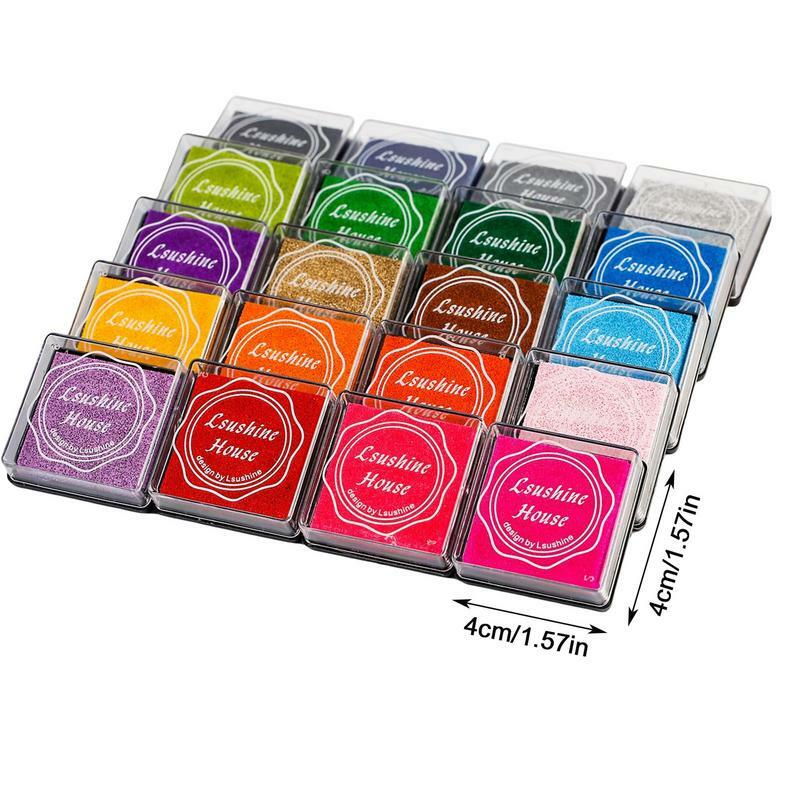Almohadillas de tinta de sello para niños, almohadilla de tinta de dedo de arcoíris, lavable, impermeable, DIY, a base de agua, 1,57x1,57 pulgadas, 20 colores