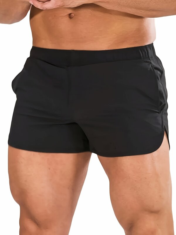 Summer sports shorts, men's thin outdoor running shorts, elastic fitness squat training, three piece casual pants, tight pants