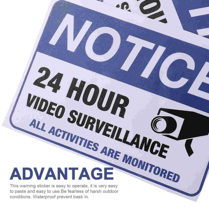Stiker peringatan Video pengawasan, 2 buah stiker keamanan, stiker peringatan pengawasan