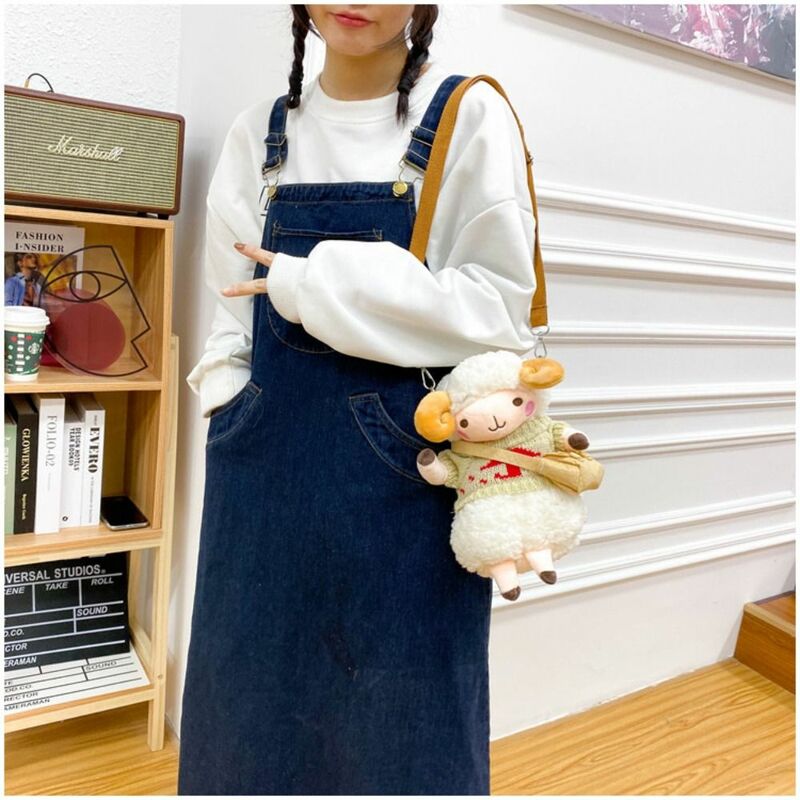 JK Uniform Accessories-Bolsos cruzados de felpa con diseño de dibujos animados para mujer, bolsos pequeños bonitos de estilo coreano, bolso de cordero