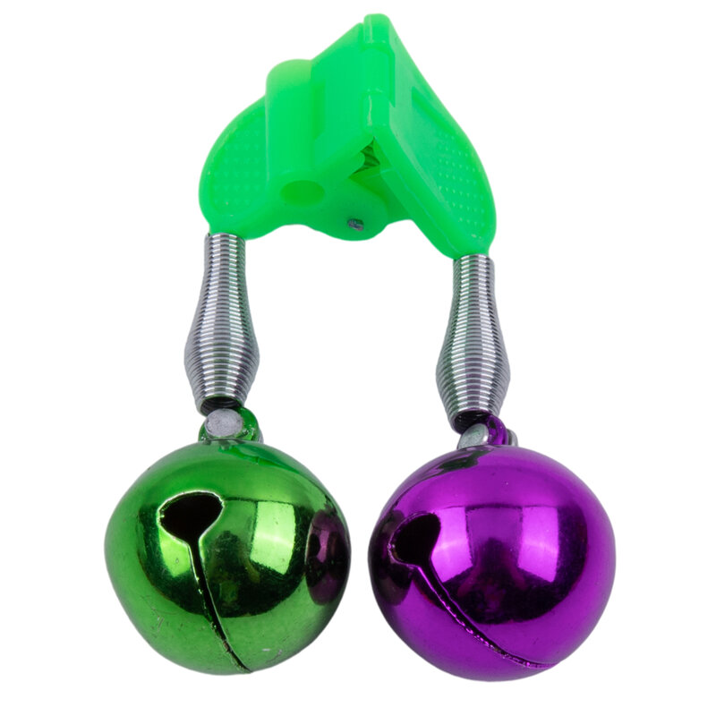 Alarm pancing lonceng ganda tongkat pancing, umpan gigitan Alarm cincin bagian Bibir pada senar pancing Alarm bel pancing hijau ungu