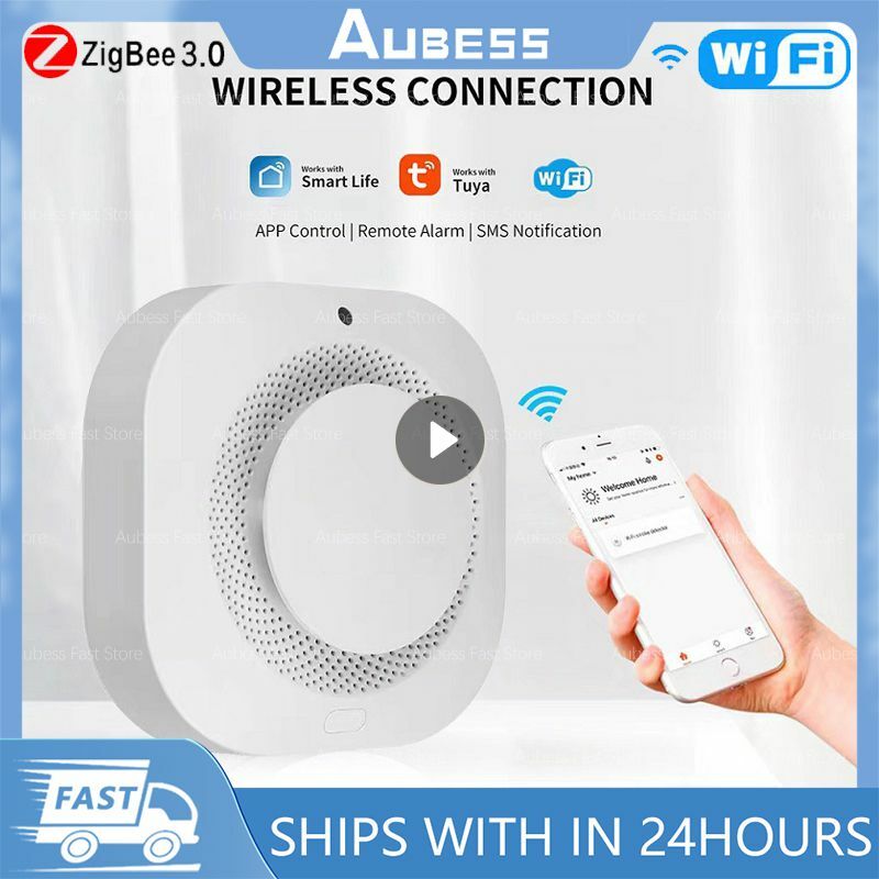 Zigbee-Tuya WiFi Smoke Alarm, Detector de Proteção Contra Incêndio, Smokehouse Alarm, Home Security System, Bombeiros, Smart Life APP