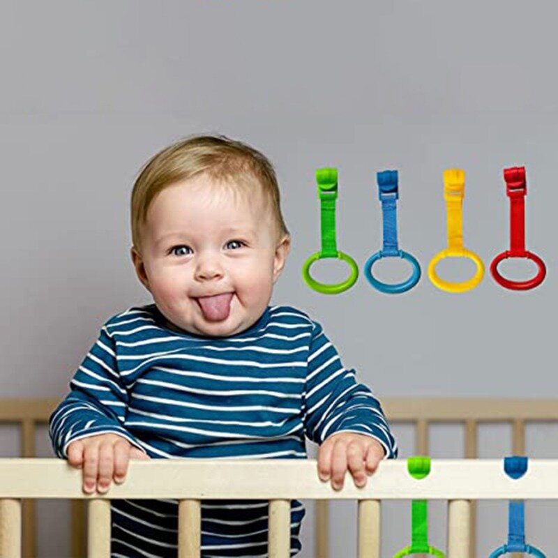 Baby Walking Assistent Pull-Up Ring Veiligheid Leren Stand-Up Ringen Voor Box Wieg Haken Bed Arm Oefening Gym Voor Peuter