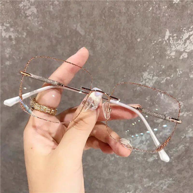 Gafas ópticas de diamantes para mujer, monturas exquisitas, gafas para miopía con prescripción RX, Anti-Luz Azul, 0-0,5-1,0-1,5-2,0-5,5