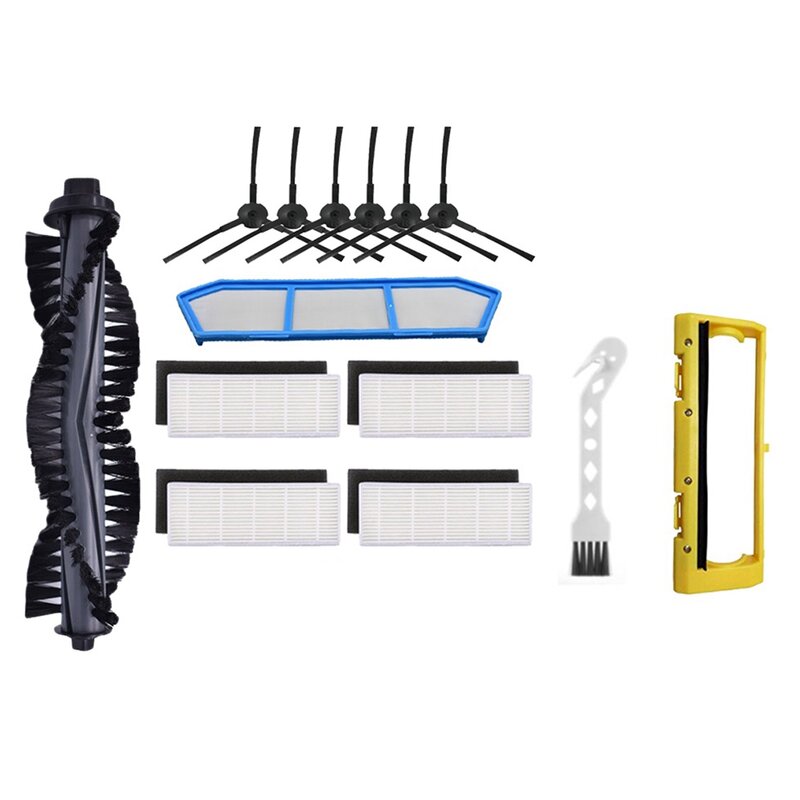 Substituição Roller Brush Side Brushes, Filtros HEPA compatíveis para Ilife A4, A4S, A40, Robot Aspirador Acessórios