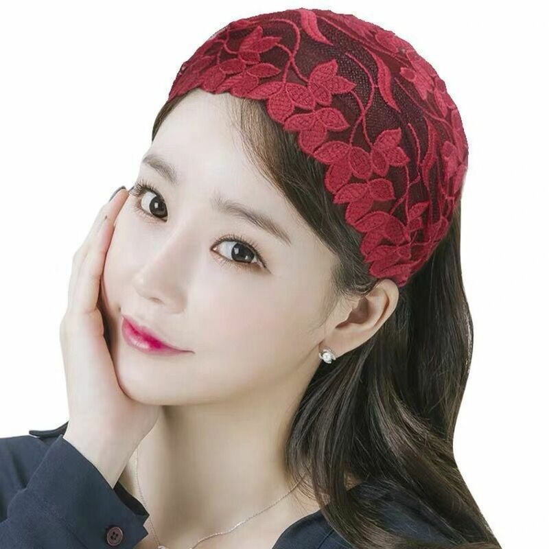 Headband de malha bordado flor para mulheres, cabeça coreana, dente lateral largo, aro de cabelo, faixa de cabelo mãe, novo Headwear