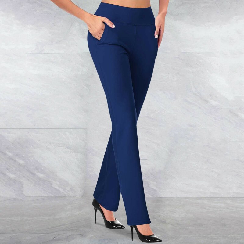 2024 New Early Spring Trouser Women's Fashion and Casual Versatile High Waist Pocket Decoration Pants Solid Color Workout Pants