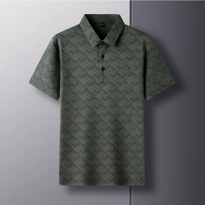 Camisa polo xadrez slim fit masculina, camiseta de manga curta, elegante e versátil, casual, de negócios, verão