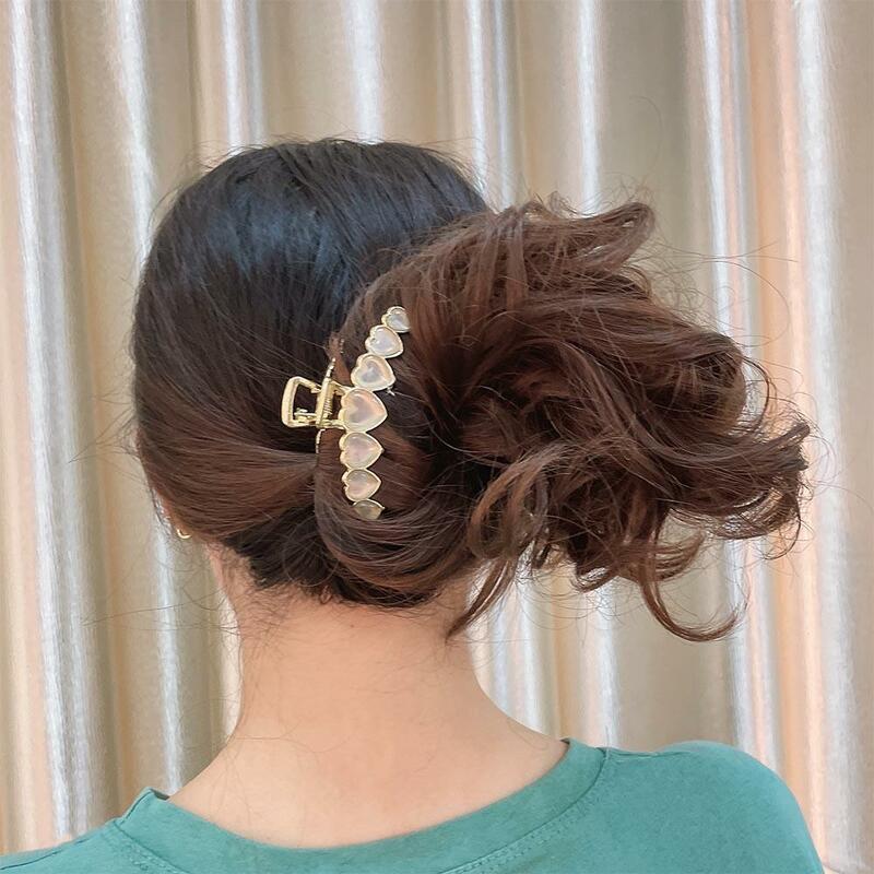 Simple Love heart Girls Korean style Fashion Grab clip Hair clips Alloy Opal hair claw