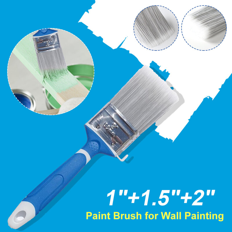 Kuas cat untuk lukisan dinding Chip sikat datar pegangan karet untuk cat berbasis air noda pernis lapisan eksterior Interior