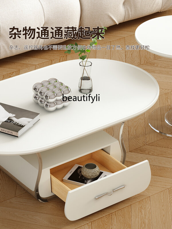 Cream Style Tea Table Living Room Home Tea Table Light Luxury Modern Acrylic Tea Table