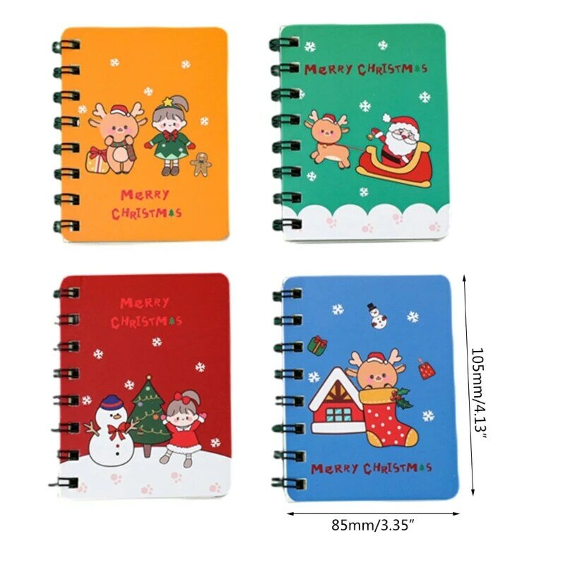 4Pcs Cartoon Chritmas Notepad Small Notebook Pocket Writing Pad To-do-list 24BB
