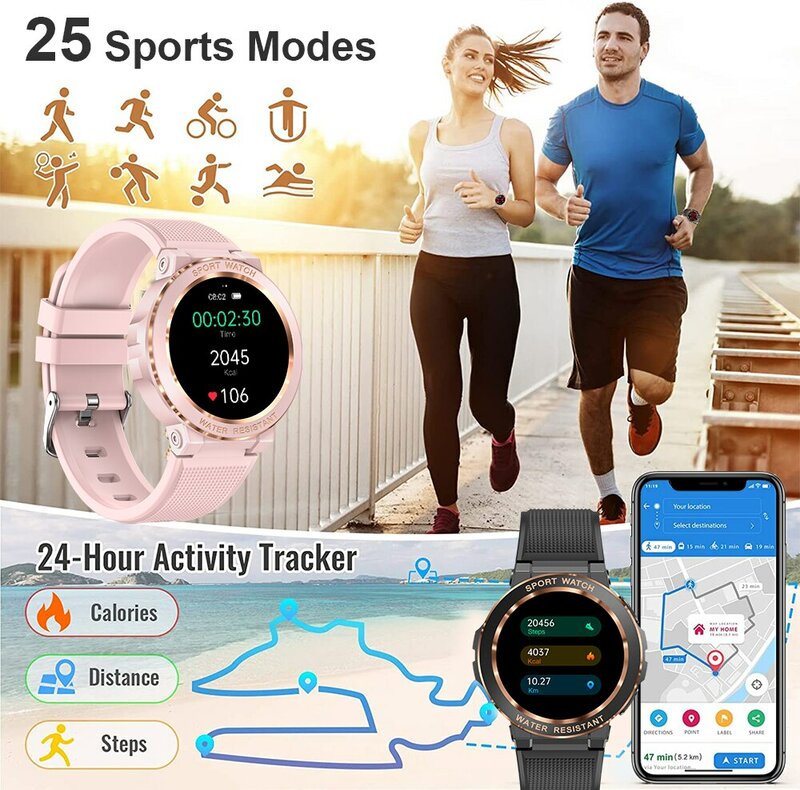 MELANDA Sport Smart Watch Women Bluetooth Call Smartwatch IP68 Waterproof Fitness Tracker Health Monitoring for IOS Android MK60