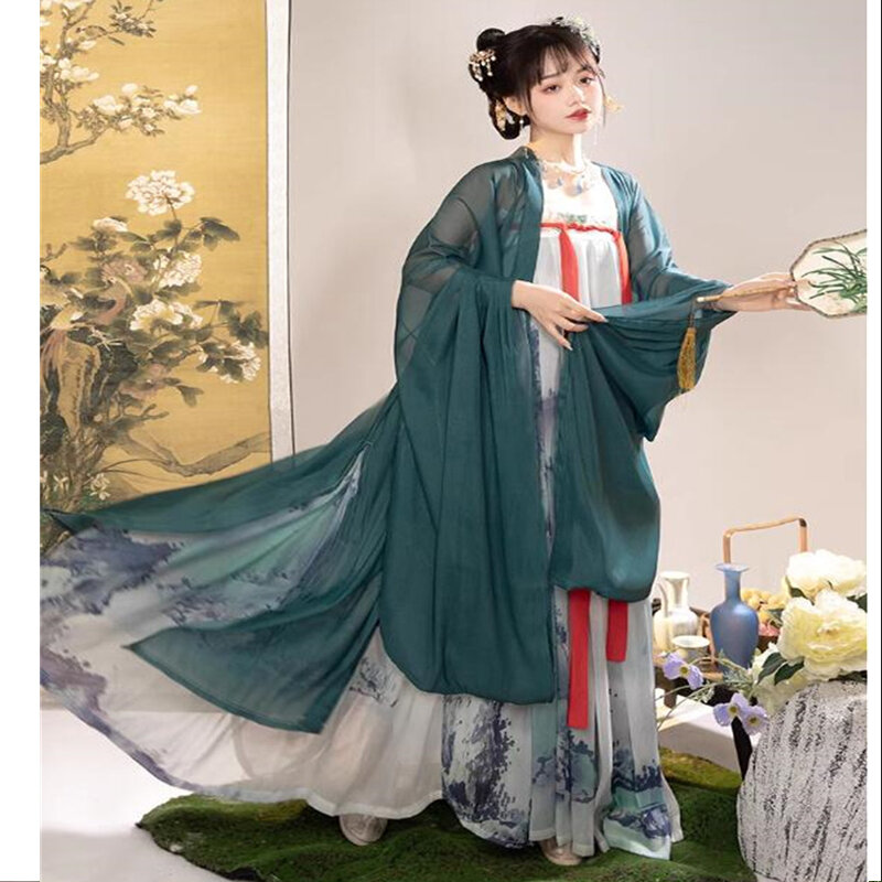 زي هانفو الصيني التقليدي للنساء ، تأثيري ، بدلة خضراء للإناث ، أسرة تانغ ، أميرة طالبة ، ملابس حفلات كرنفال ، للكبار
