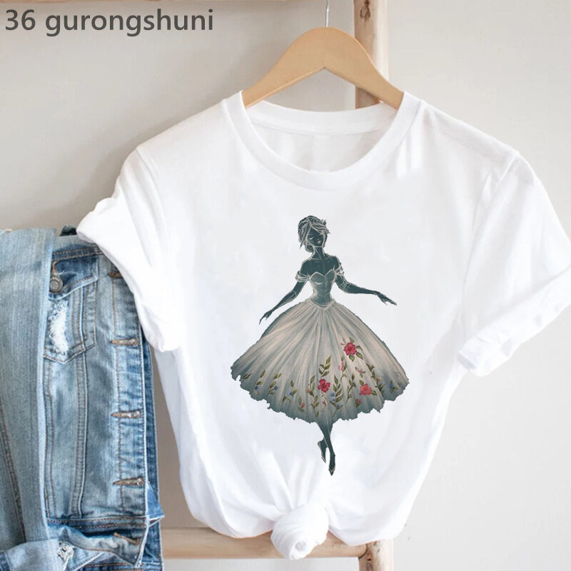 Camiseta con estampado gráfico de I Love Dance para niñas, camiseta de Hip Hop con flores de acuarela, camiseta Harajuku para mujer, camiseta de moda de verano