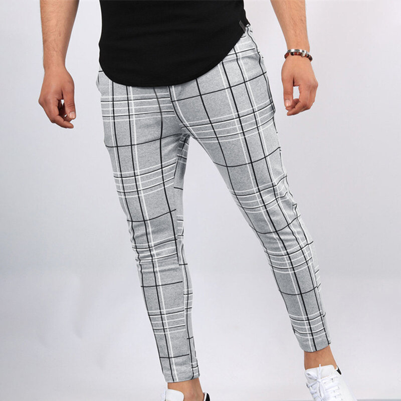 Pantaloni da uomo quattro stagioni Business corea cotone confortevole elastico plaid moda pantaloni casual pantaloni da uomo