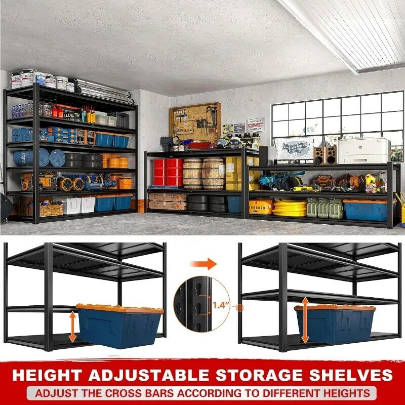 6-Tier Garage Shelving Heavy Duty Shelving Units and Storage Shelves, Rack Garage Storage Shelves Pantry Industrial Shelves