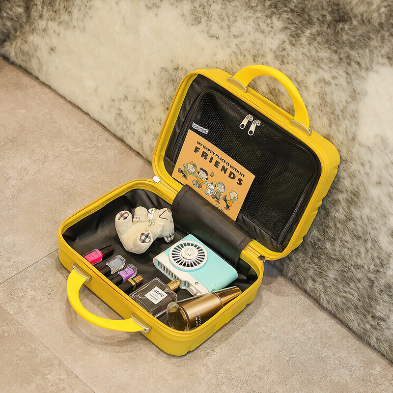 2022 New 13 inch mini suitcase diamond cute cosmetic case pink small suitcase zipper tide storage box
