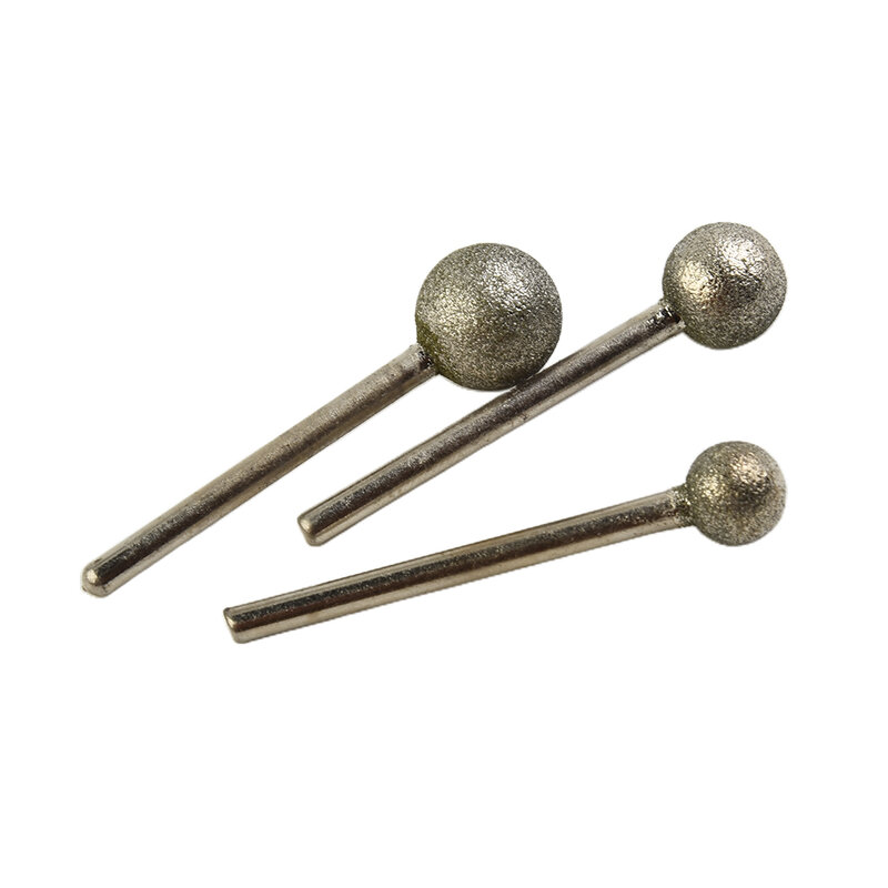 6PCS/set Diamond Round Ball Burr Drill Bit Set For Carving Engraving Drilling 4/5/6/8/10/12mm Grinding Needle Head 3mm Shank
