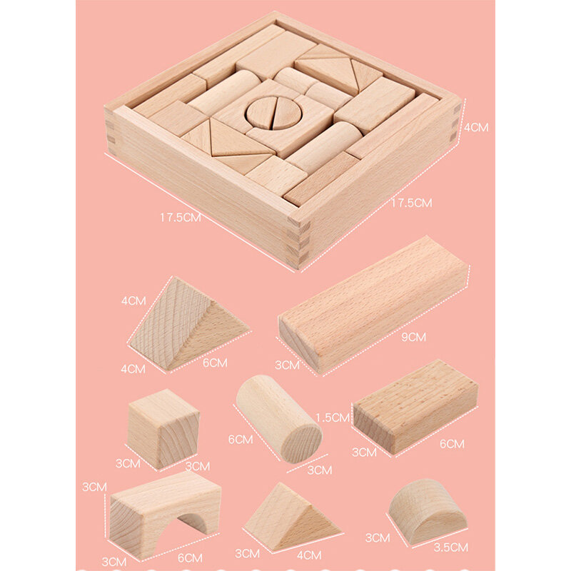 22Pcs Wooden Stacking Toys Educational Block Wood Toy Kids Construction Games for Children Expression Puzzle Building Blocks