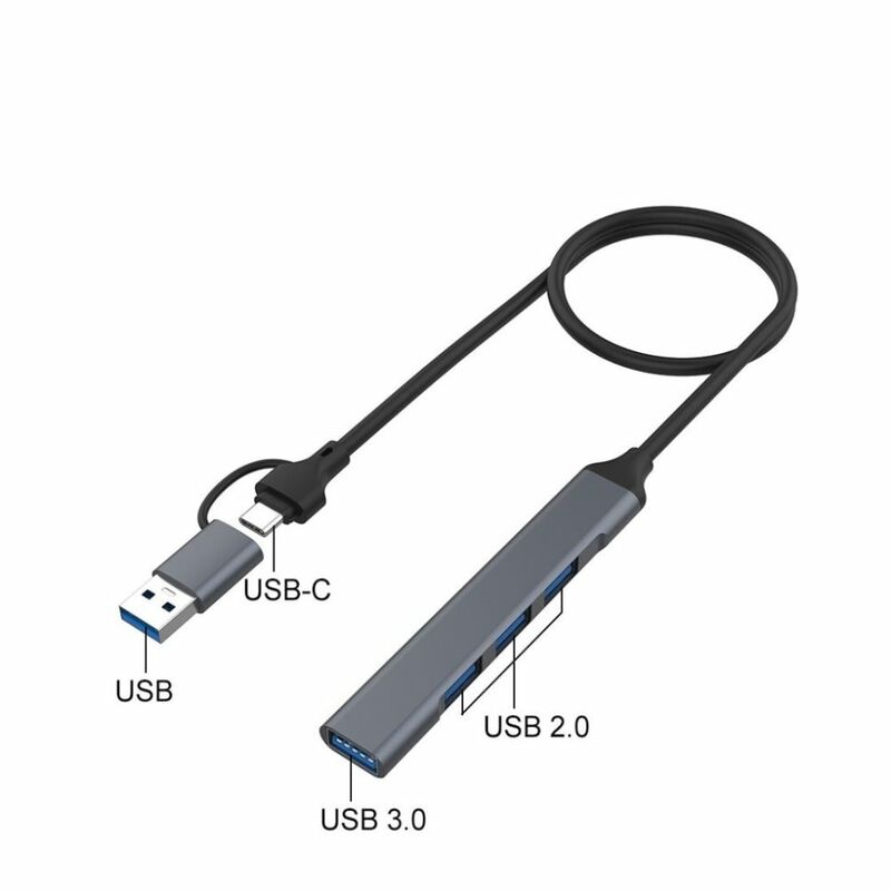 HUB komputer USB Tipe c, stasiun Dok USB 3.0 tipe-c Plug and Play 4 port PVC USB Type C Hub 7 port abu-abu USB 3.0 Extender