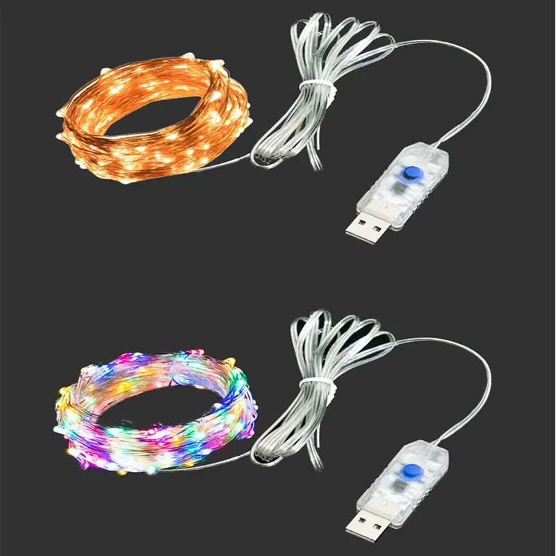 LED Copper Wire Light String 10M 50 Lights Family Party Decoration Wedding Courtyard Garden Voice Control Light String