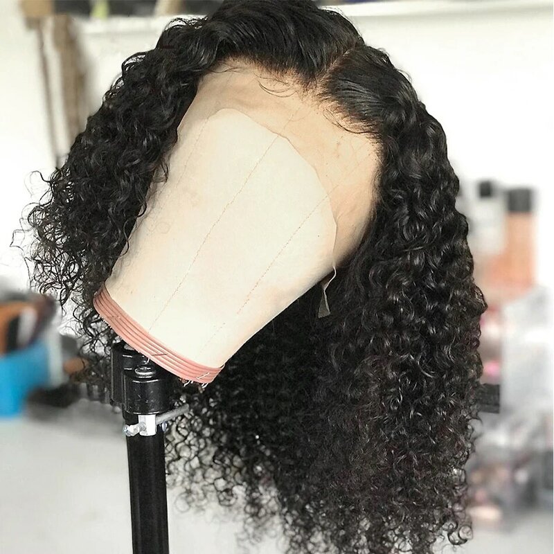 12A Brazilian Kinky Curly Bob Wig Human Hair Lace Frontal Wigs 180 Density Wear and Go Glueless Wigs Water Wave Closure Wig