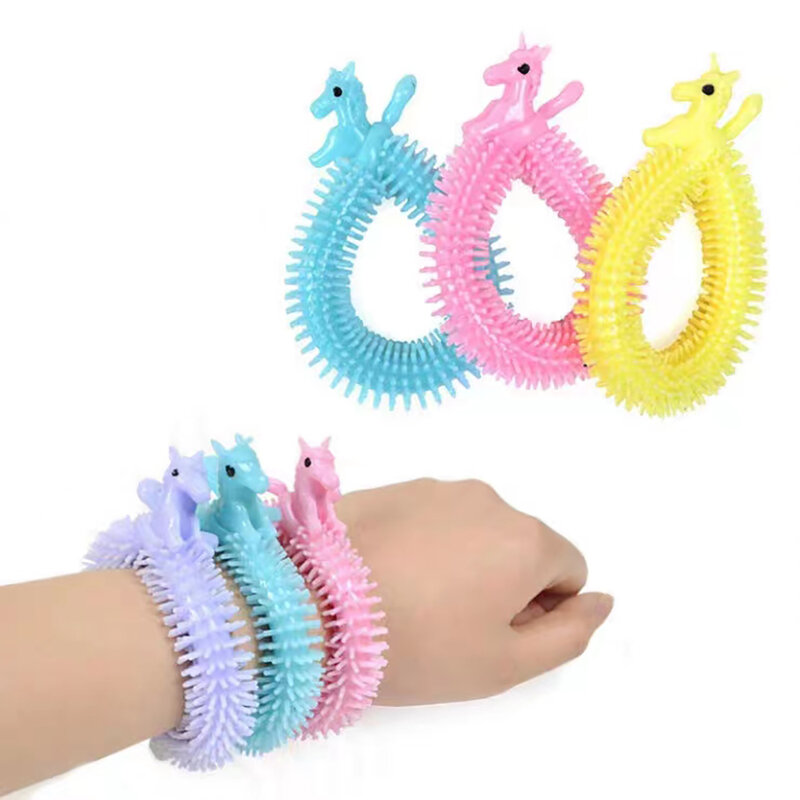 1PCSNew Lalale bracciale Unicorn Cute Pet Animal Caterpillar Decompression bracciale Toy Vent Lamian Noodles Strip Soft Rubber Toy