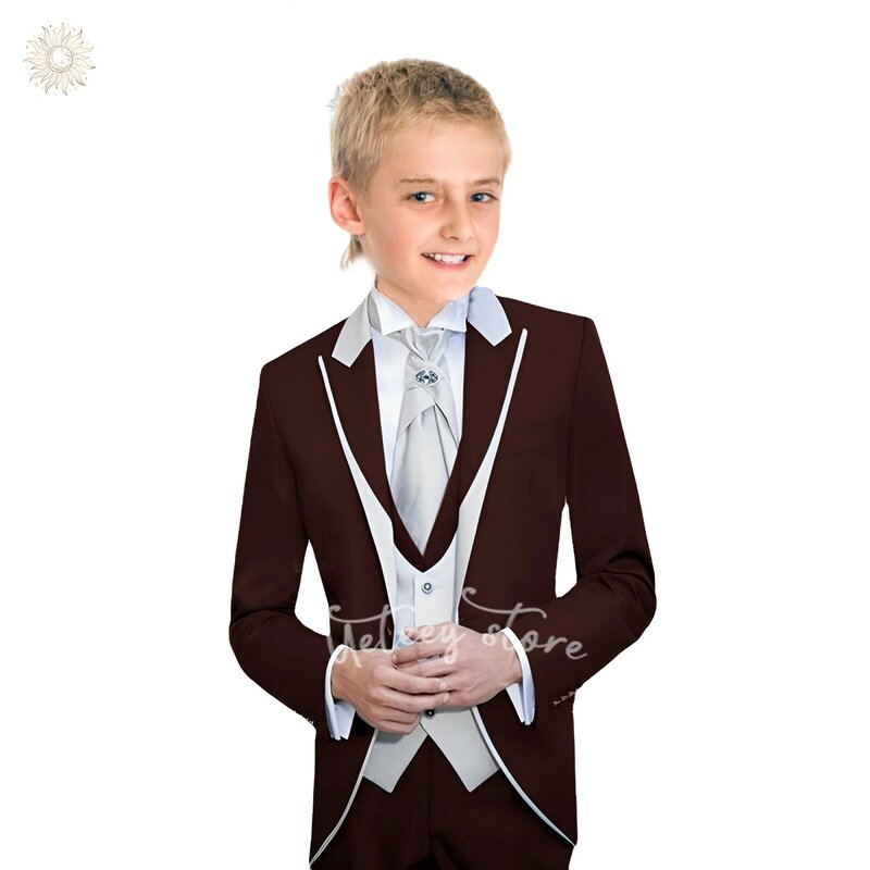 Ueteey Boys Suits Classic Smoking Blazer Vest Broek Set Slim Fit 3 Stuks Pak Set Voor Bruiloft Prom Party