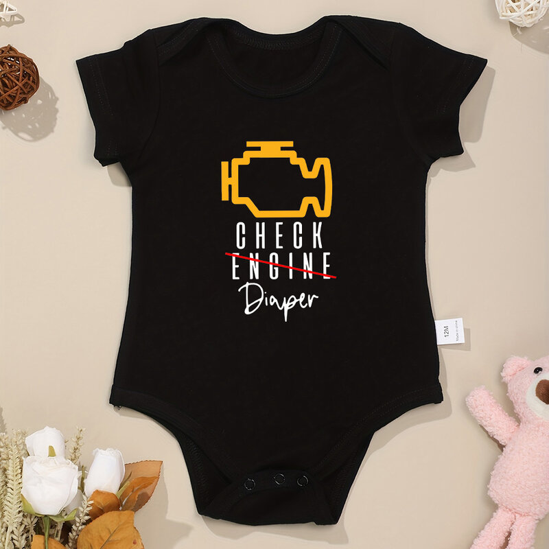 Check Diaper Funny Newborn Baby Clothes Creative Fashion Summer Casual Cotton Ropa De Bebe Niño Niña Home Infant Onesie Pajamas