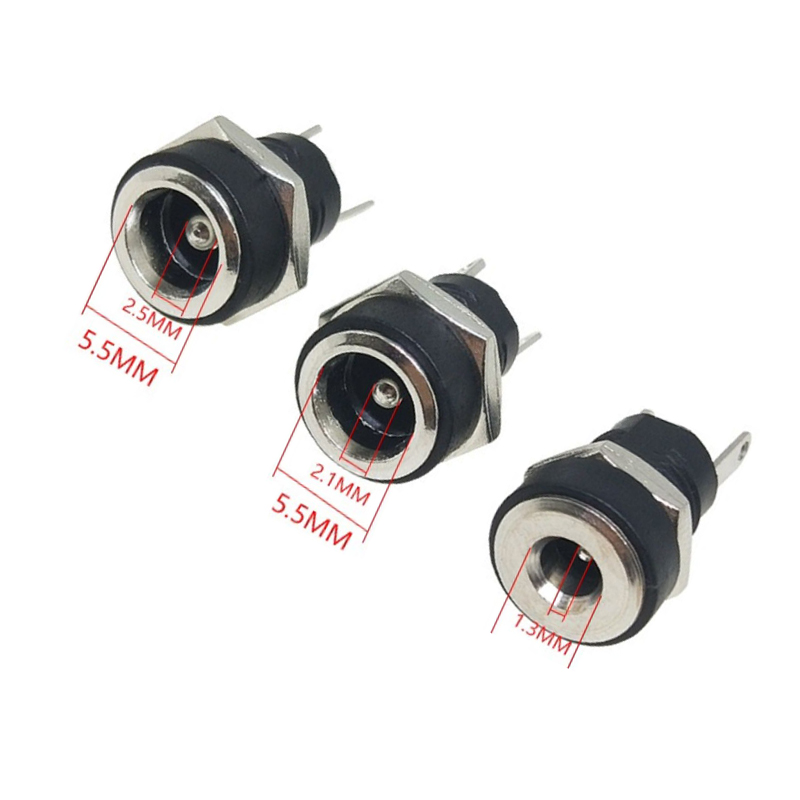 20PCS Dc-022b Power socket 5.5 x 2.1MM/5.5 x 2.5MM 3.5 x 1.3MM Open 8MM DC power port DC base with or without cabl