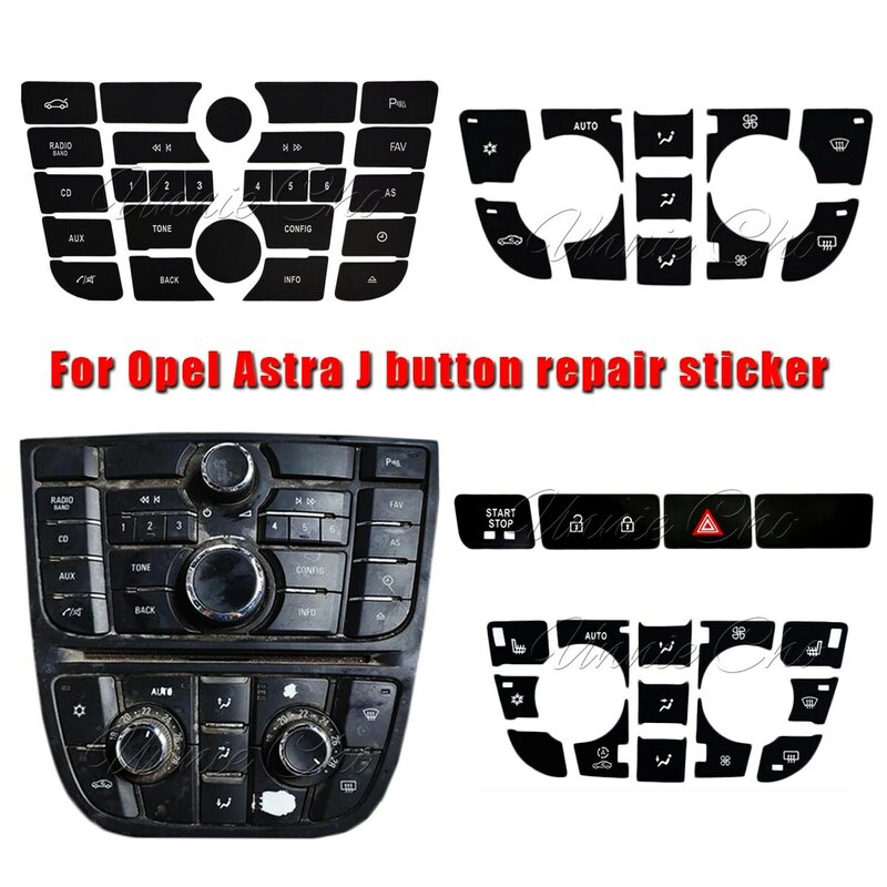 Opel astra j用ボタンステッカー,クラートラジオパネルの修理,vauxhall astra j gtc,カーアクセサリー,補修,meriva b,スイッチ