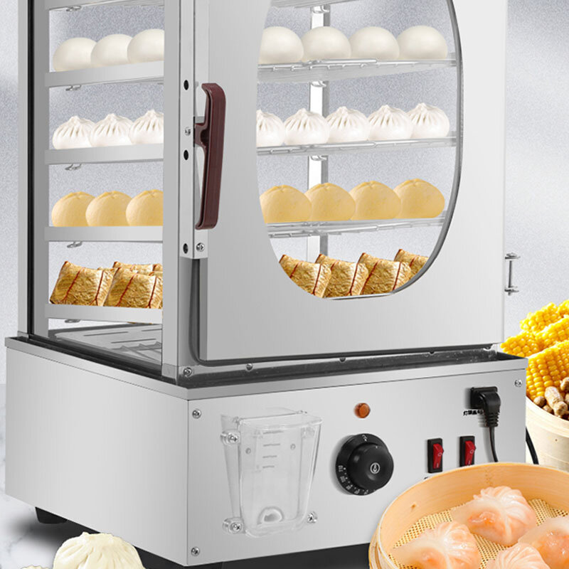 Forno a vapore commerciale Desktop macchina per panini a vapore in vetro scatola per la cottura a vapore minimarket isolamento dell'armadio a vapore