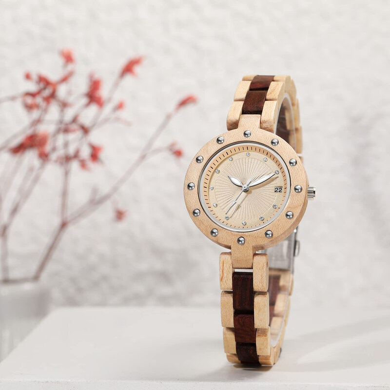 FANDAO orologio in legno da donna orologi da polso al quarzo in palissandro noce rosa orologio da polso in legno orologi da polso