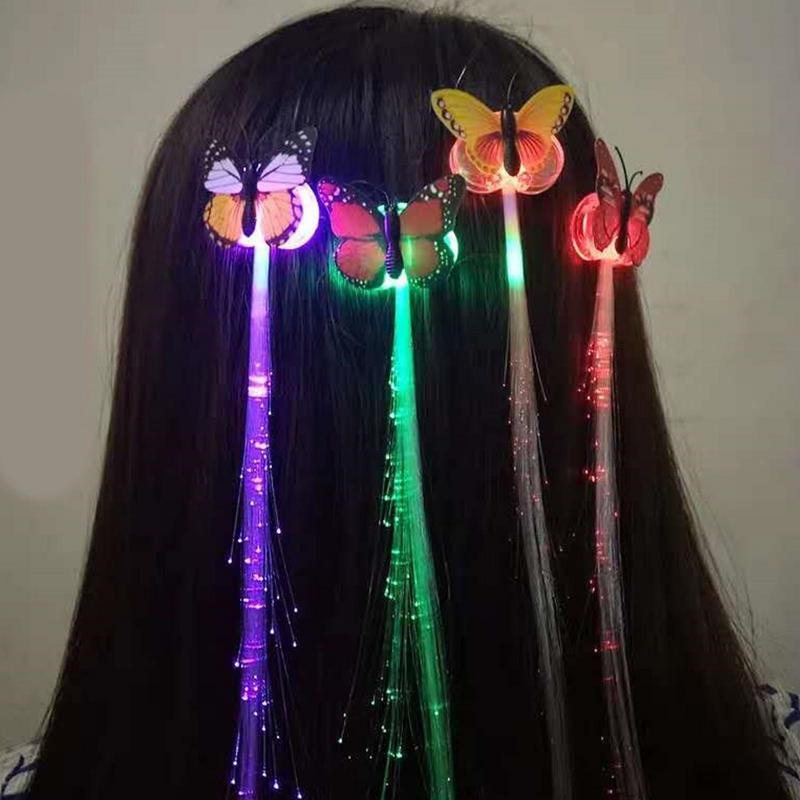 LED 깜박이는 머리 브레이드 빛나는 발광 머리핀 머리 장식 소녀 LED 다채로운 참신 장난감 새해 파티 용품, 1 개