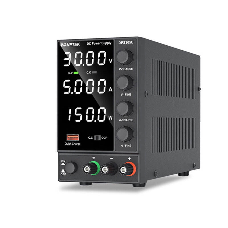 Wanptek-DPS305U Fonte de Alimentação DC de Comutação, Display de 4 Dígitos, LED Ajustável, Mini Fonte de Alimentação, AC 115V, 230V, 50Hz, 60Hz, 0-30V, 0-5A, 150W