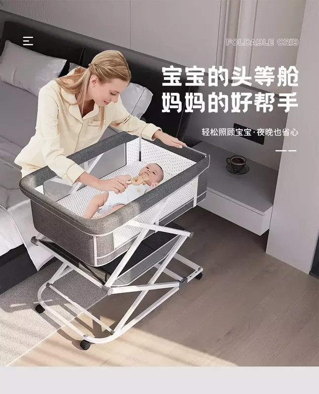 Kasur lipat portabel multifungsi, tempat tidur bayi baru lahir dapat dilepas dan dilepas