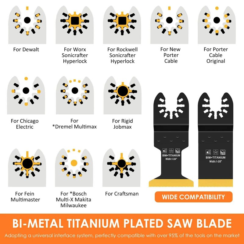 12 Stück oszillierende Sägeblätter Bimetall-Titan-beschichtete Multitool-Klingen Verschleiß feste oszillierende Klingen schnell schneidendes Sägeblatt
