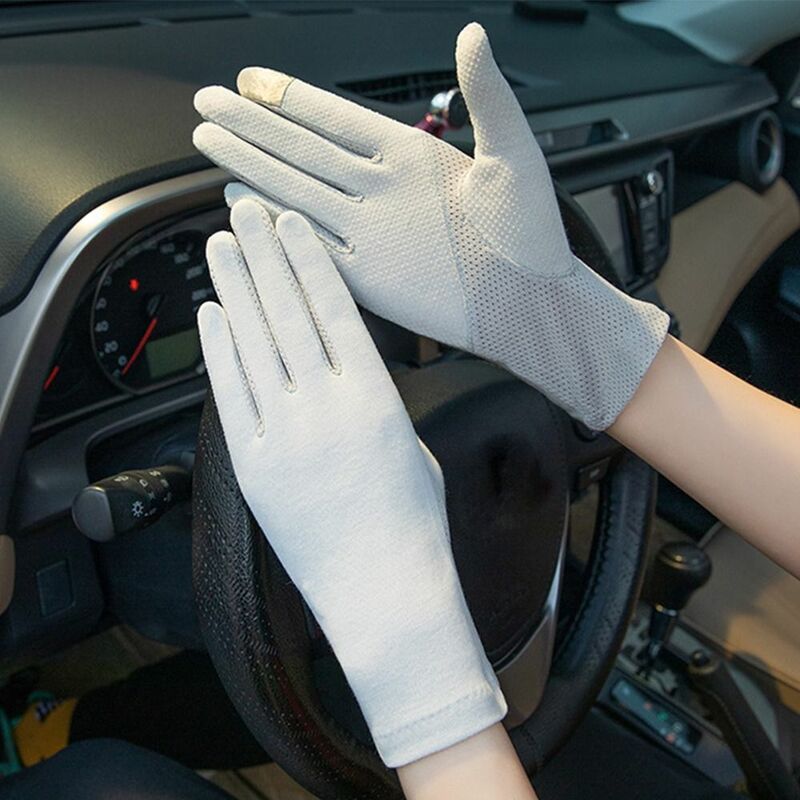 Sarung tangan berkendara wanita, pelindung matahari anti UV layar sentuh bernapas, sarung tangan mengemudi