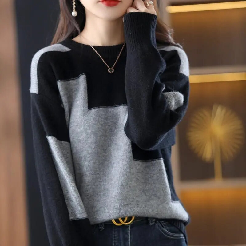 Sweater kasmir wanita musim dingin, Pullover leher O kasual modis warna murni kualitas tinggi nyaman 2023