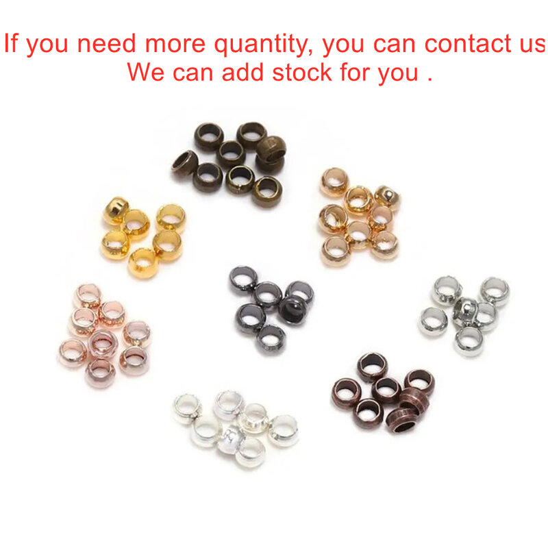 100-500pcs/lot Gold  Copper Ball Crimp End Beads Dia 2 2.5 3 mm Stopper Spacer Beads For Diy Jewelry Making Findings Supplies