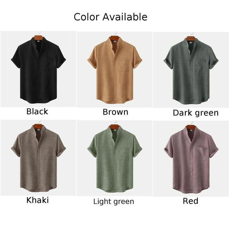 Monocromático Regular camisas de linho para homem, camisa diária, camisa Harajuku, manga curta, leve e estiramento, alta qualidade, férias