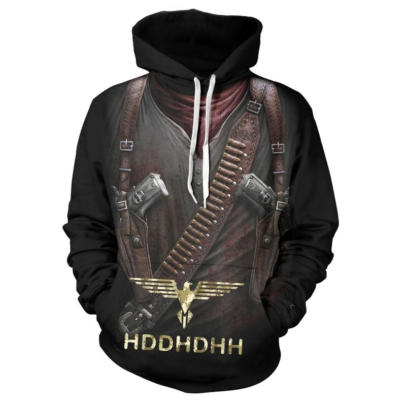 HDDHDHH setelan cetakan tengkorak 3D pria, Sweatshirt Pullover anti mewah, Hoodie ukuran besar, pakaian olahraga pria Gotik mode