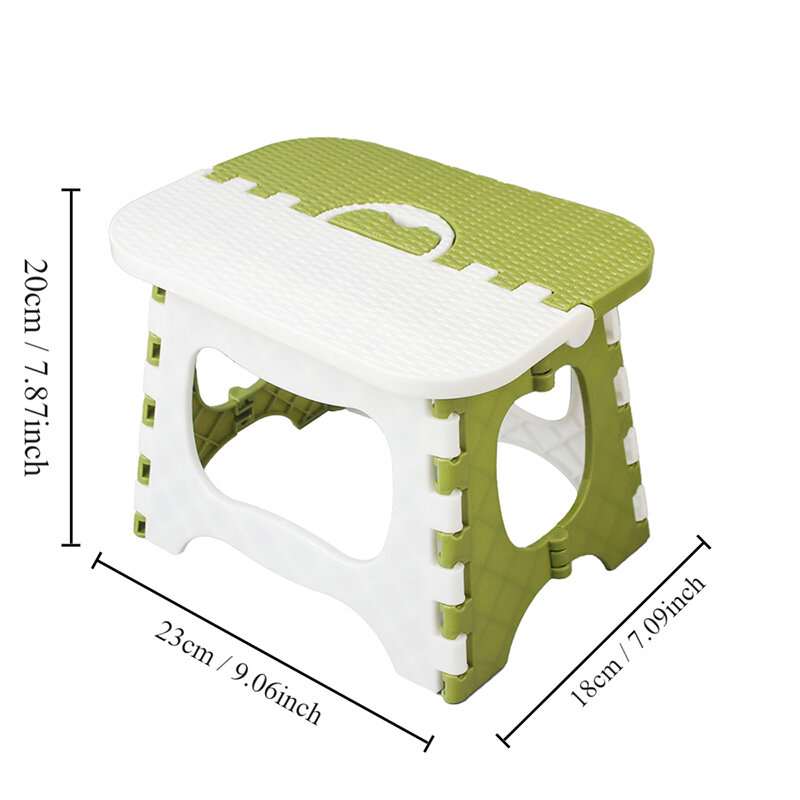 O tamborete de dobramento plástico do agregado familiar verde, engrossa pequeno, antiderrapante, portátil, banheiro, 1 PC