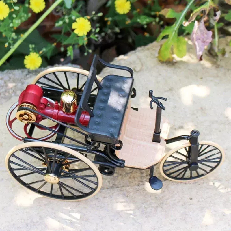 子供用のクラシックな三輪車モデル,テンパテントエンジン付きモデル1:12 1886,レトロな車,シミュレーションコレクション