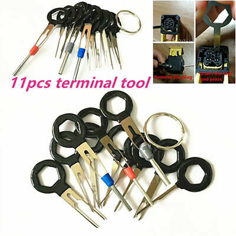 Kit de herramientas de extracción de terminales de coche, herramienta de aguja trasera de Terminal de aleación de aluminio, útil, 1 Juego, 11 piezas
