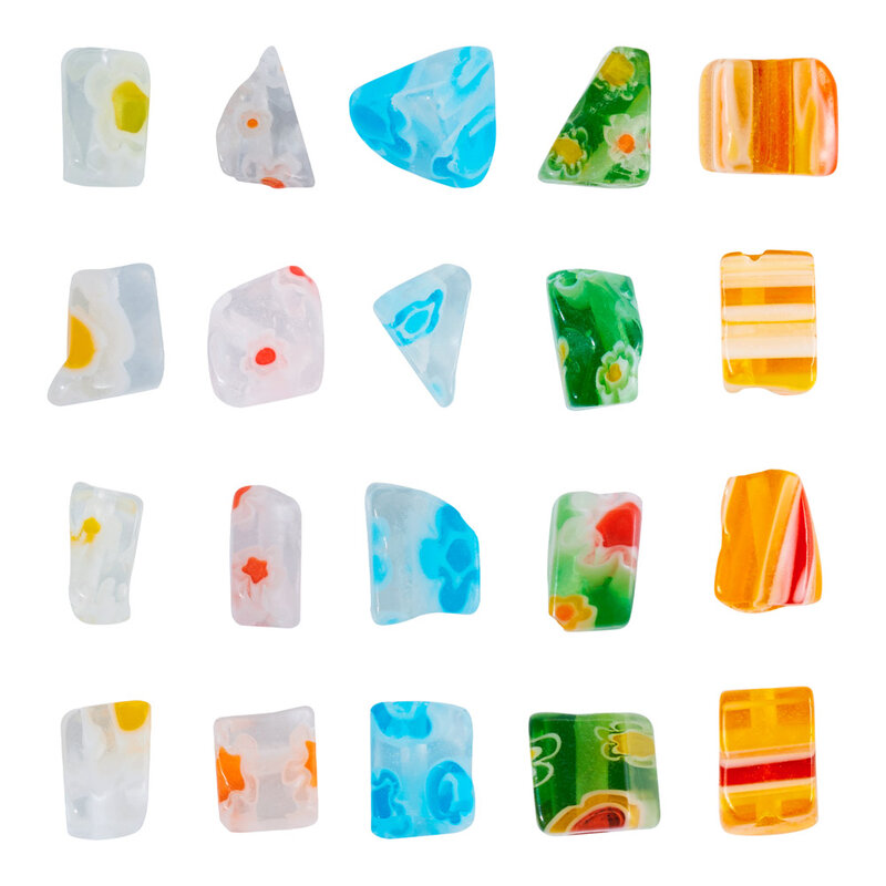 Millefiori-Cuentas sueltas de cristal para fabricación de joyas, 5 colores, para pendientes, collares, 125 ~ 175 piezas