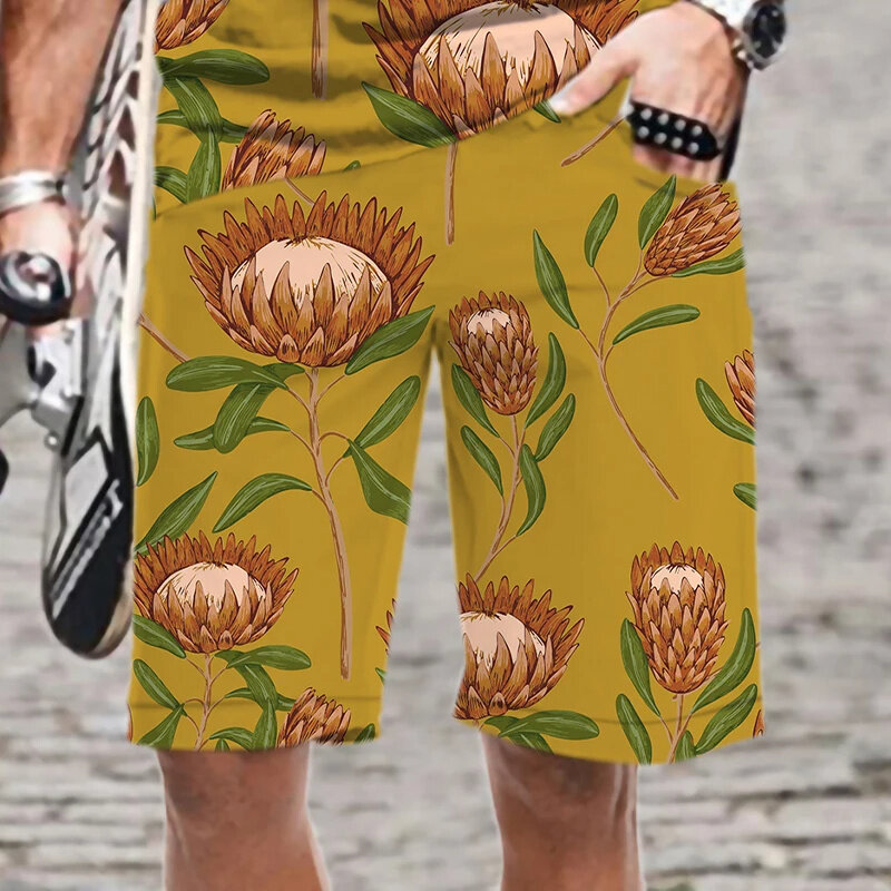 Новые пляжные шорты с 3D цветочным принтом в стиле Харадзюку, женские плавки, Детские забавные шорты для доски, летние короткие брюки