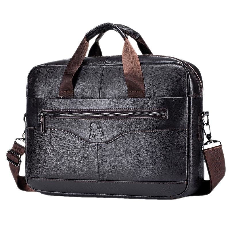 Business Genuine leather Men's Briefcase Bag Luxury Handbag High Capacity Shoulder Messenger 15.6 inches Male Laptop