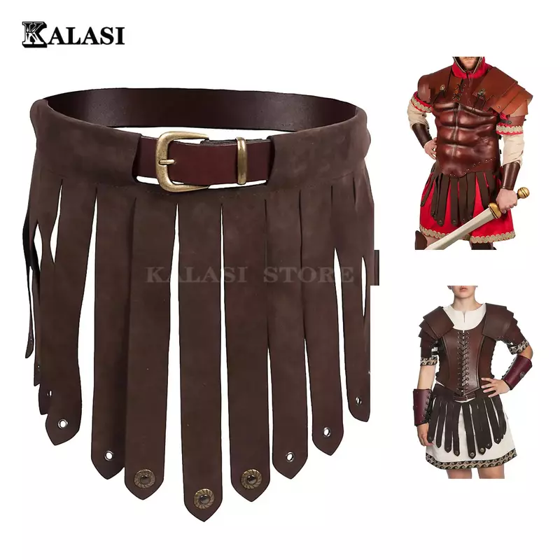Renaissance Medieval Nordic Viking Gladiator Skirts Retro PU Leather Tassel Skirt Vintage Roman Waist Belt Costume Armor Skirt